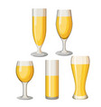 collection of beer mugs with light alcohol vector image