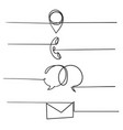 hand drawn contact us symbols for social media vector image