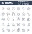 set line icons international day peace vector image