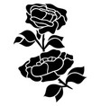 silhouette black motif rose flower blooming vector image vector image