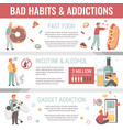 bad habits infographics set vector image vector image