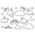 coloring pages black and white set cute kawaii vector image