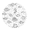 set of fish icons vector image vector image