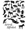animal alphabet poster for children vector image