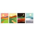 mountains hills with sunset sunrise night vector image