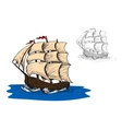 old sail sip in ocean vector image
