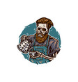 barista skull vector image vector image