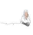 woman demonstrates prosthetic arm hand limb vector image vector image