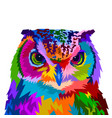 colorful owl with style pop art vector image vector image