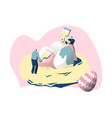 male character in nest decorate egg paintbrush vector image vector image