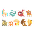 mythological animals set for label design dragon vector image