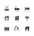 real estate icons set with reflection vector image