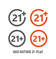 age rating 21 plus movie icon under years sign vector image