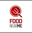 food near me red icon with fork inside vector image