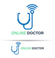 online doctor logo template design on white vector image vector image