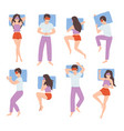 people sleep poses men and women vector image vector image