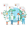 doctor and nurse working online over world vector image