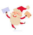 happy jump of santa claus character excited funny vector image vector image