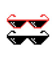 pixel boss glasses icon set in 8 bit retro vector image