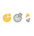 pizza icon slice flat simple thin line outline vector image vector image