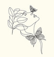 woman line drawing butterfly prints female face vector image