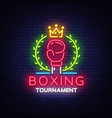 First round is a neon sign boxing round 1 Vector Image