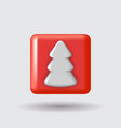 christmas tree icon red plastic 3d realistic vector image vector image