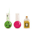 set of glass bottles with yellow poison green vector image vector image