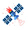 satellite flies in space among stars trigger vector image