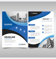 business flyer template with wavy blue shapes vector image