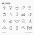 set of fruits and vegetables thin line icons vector image