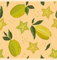 modern seamless pattern with carambola vector image vector image