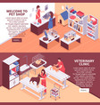 two isometric pet shop banner set vector image vector image