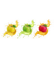 apple in juice realistic red yellow green vector image