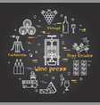 black banner winemaking - wine press vector image