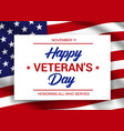 happy veteran day banner or greeting card vector image vector image