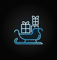christmas santa sleigh blue line icon vector image