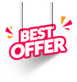 hanging best offer label vector image