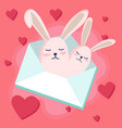 happy valentines day with bunny in love vector image vector image