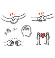 hand drawn friendship and love line icons set vector image