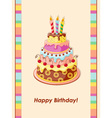 birthday cartoon card with cake tier vector image