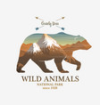 mountains and bear silhouette wild animal vector image