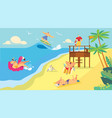 summer vacation on beach people swimming in sea vector image