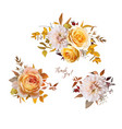 chic autumn bouquet set fall watercolor yellow vector image