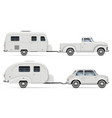 classic cars with rv camping trailers side view vector image vector image