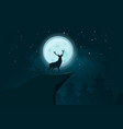 deer silhouette on the full moon background vector image