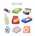 collection of goods and frozen food section vector image