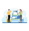 confused business worker broke copy machine vector image vector image