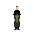 catholic church priest in black clothes with gold vector image