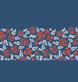 floral border red roses on blue seamless vector image vector image